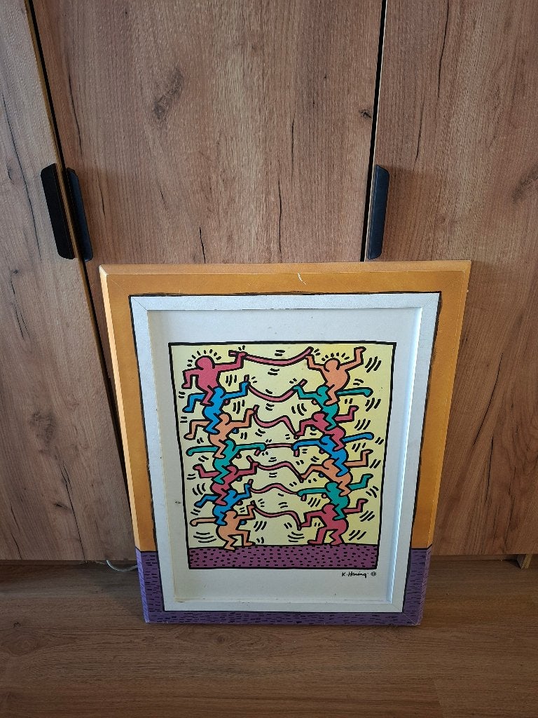 Officiële Keith Haring Print - Acrobaten (Estate Authorized), Ophalen, Figuren, Hout, Print