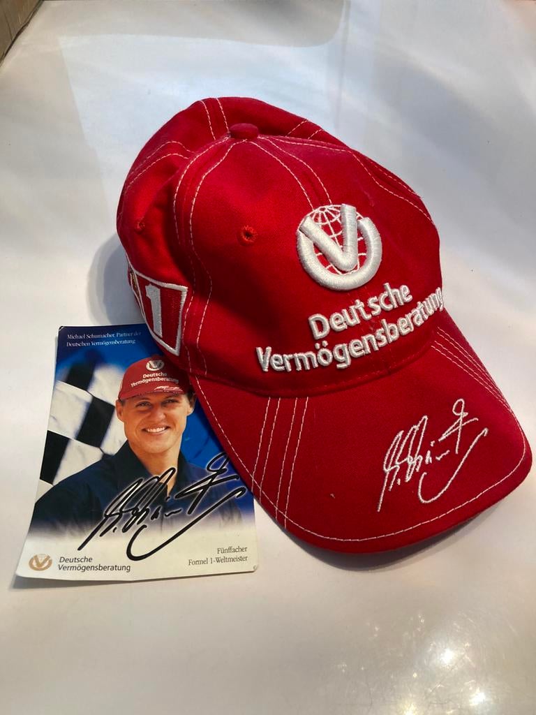 Michael schumacher cap met handtekening, Ophalen of Verzenden, Zo goed als nieuw, Formule 1