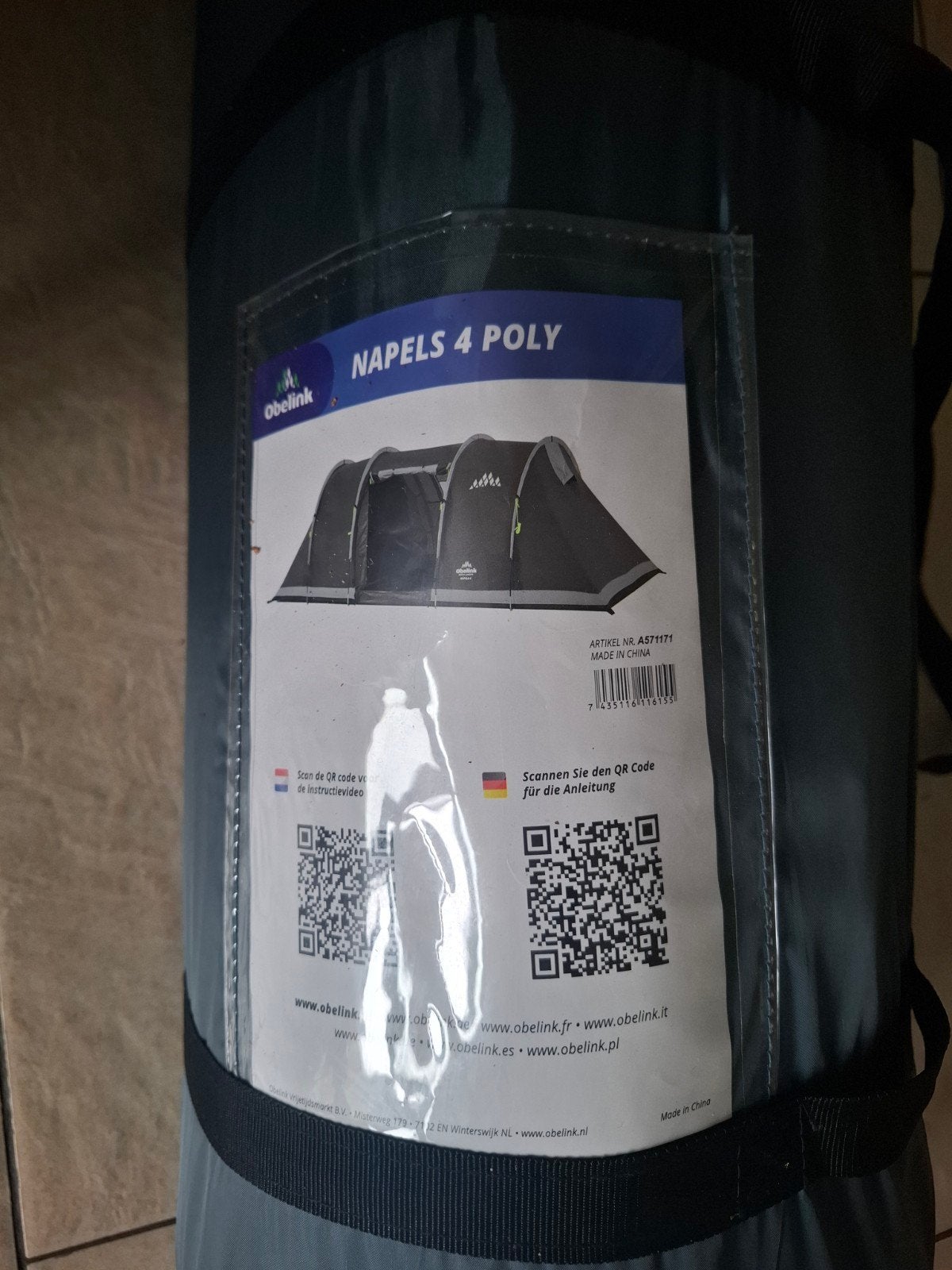 Obelink Napels 4 Poly - 4 persoons tent met 2 cabines, Ophalen, Zo goed als nieuw, Tot en met 4