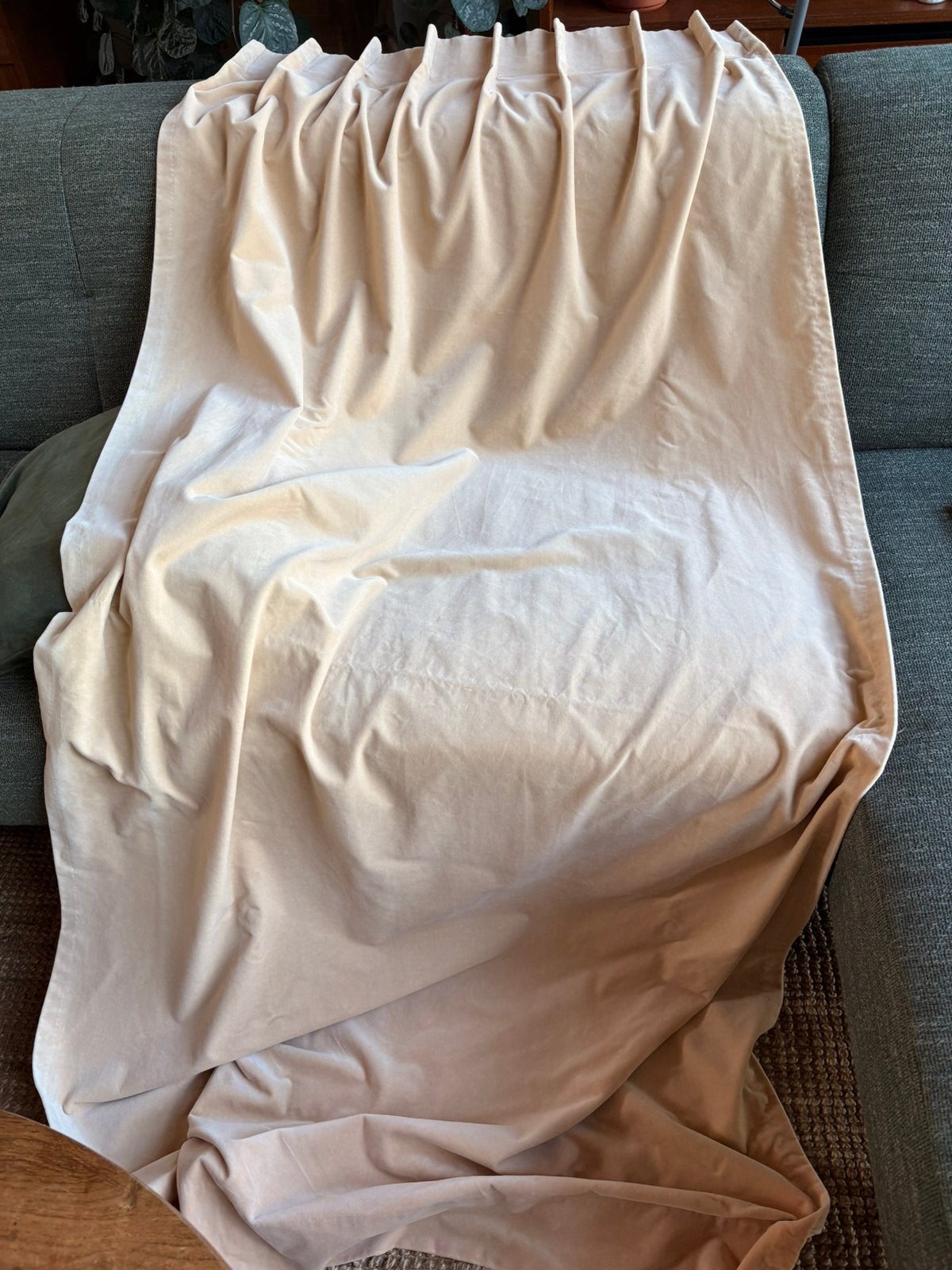 Vintage velour gordijn / deurgordijn 75 br x 212 hoog, Geel, 75 cm, Ophalen of Verzenden, 212 cm