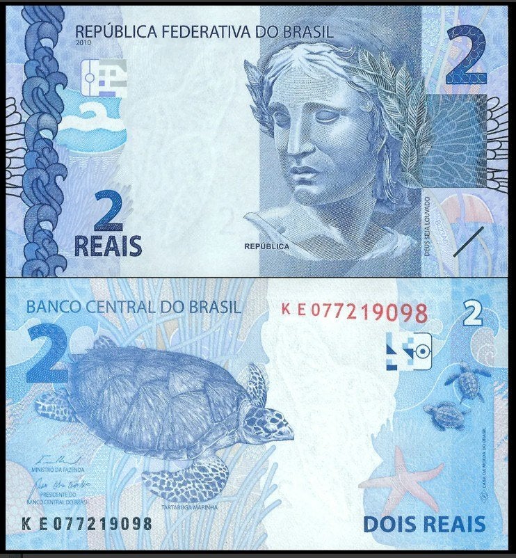 Brazilie 2010, 3 nieuwe opvolgende Biljetten (UNC), Verzenden, Zuid-Amerika, Setje