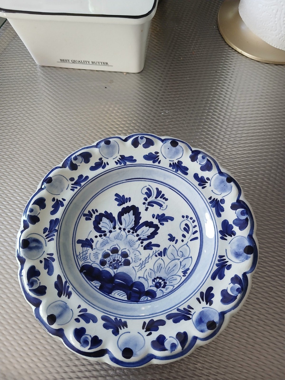 Delfts Blauw sierbordje, handgeschilderd, Antiek en Kunst, Ophalen of Verzenden