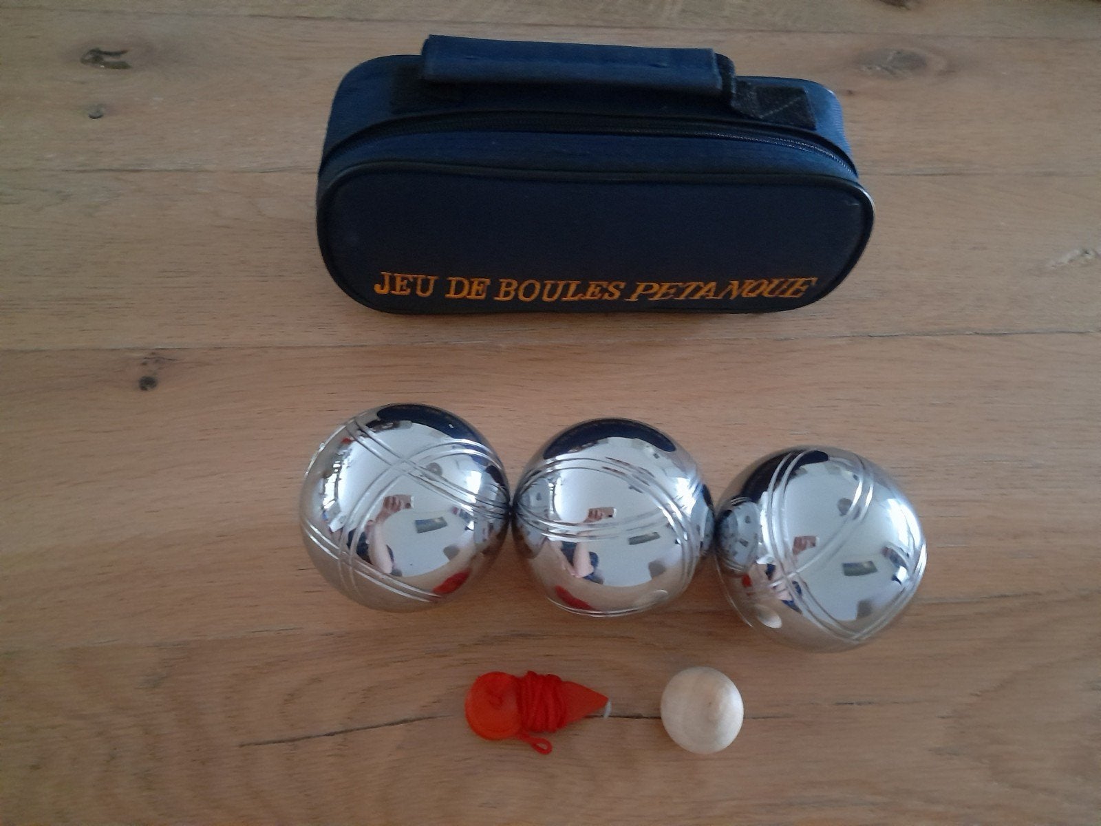 Petanque / Jeu de Boules set met 3 ballen en tas, Een of twee spelers, Ophalen, Zo goed als nieuw, Reisspel