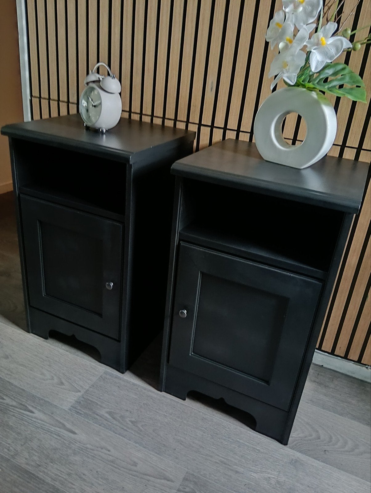 2 zwarte FÅGELFJÄLLET ikea nachtkastjes, Ophalen, Gebruikt, Minder dan 45 cm, 55 tot 70 cm