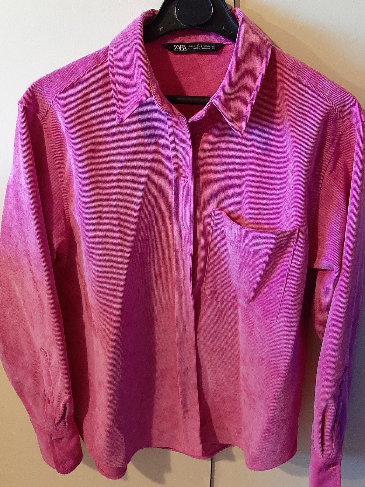 Roze corduroy blouse van Zara, maat S, Zara, Ophalen of Verzenden, Zo goed als nieuw, Roze