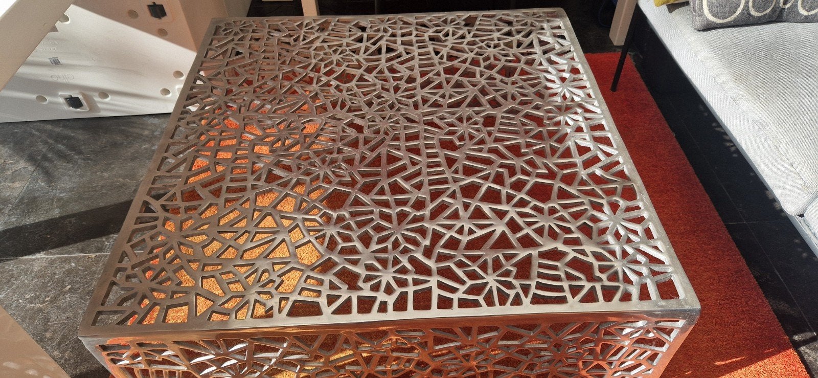schitterende designe salontafel ., Huis en Inrichting, Ophalen of Verzenden, Zo goed als nieuw, Rechthoekig, Metaal