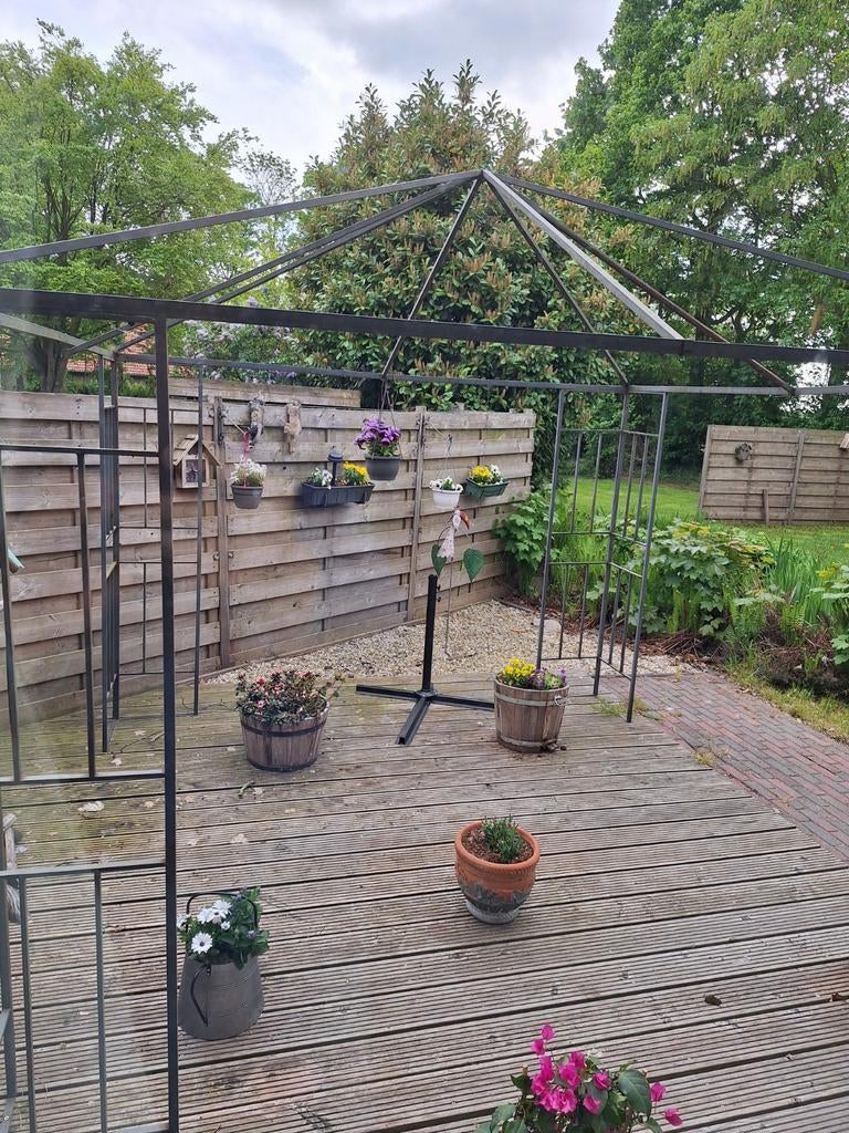 Stevige metalen pergola/prieel en Loungeset met tafel, Tuin en Terras, Gebruikt, Minder dan 4 meter, Paviljoen, 2 meter of meer