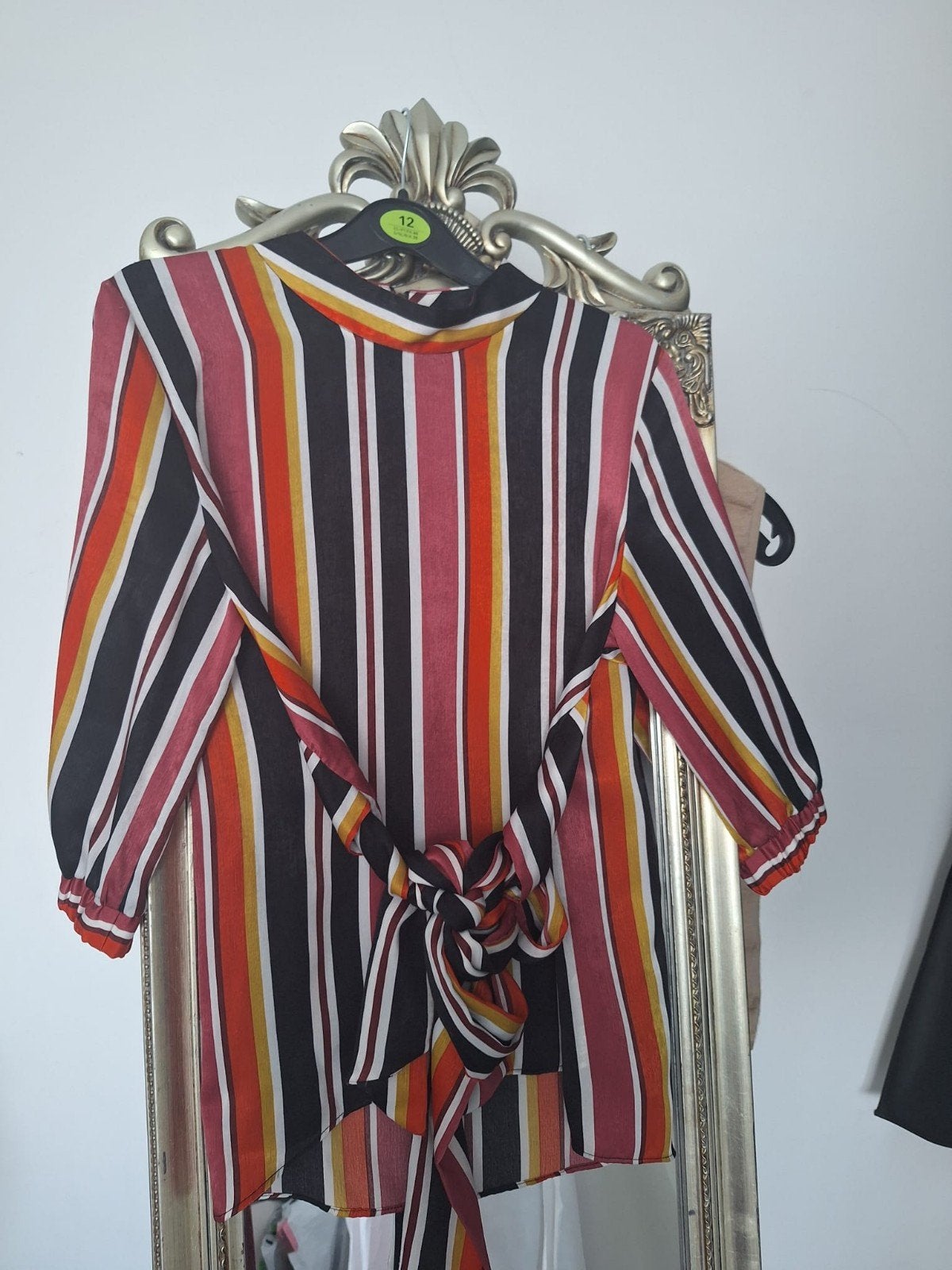 Zara gestreepte blouse van satijn gekleurd zwart maat XS / S, Verzenden, Zara, Oranje, Zo goed als nieuw