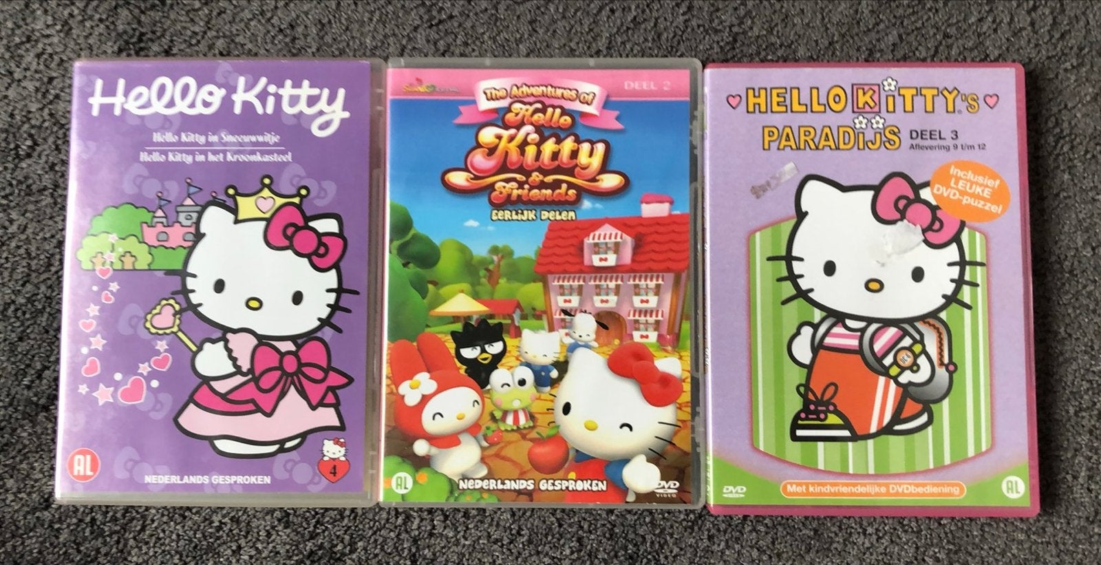 Hello Kitty DVD's - 3 stuks (Nederlands gesproken), Animatie, Alle leeftijden, Tv-serie, Gebruikt