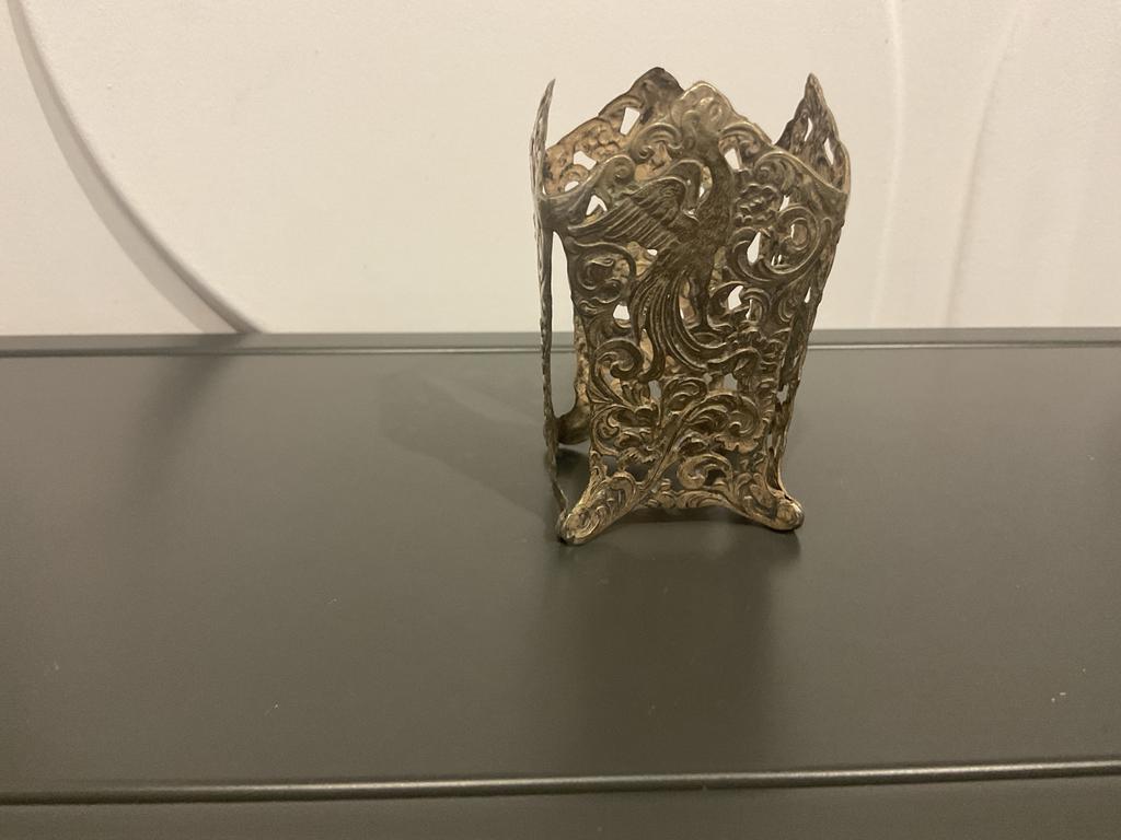 Antieke zilverkleurige maggi flesje houder, Antiek en Kunst, Ophalen of Verzenden