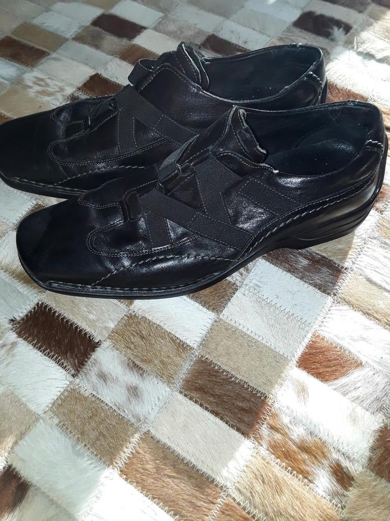 hush puppies leren instappers mt 38 zwart, Ophalen of Verzenden, Zo goed als nieuw, Zwart, Instappers