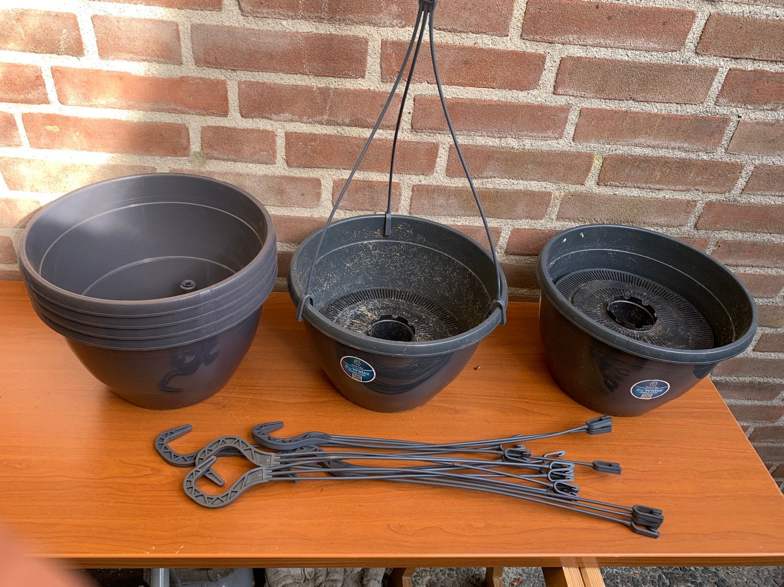 6 Hangpotten, Ophalen, Minder dan 30 cm, Rond, Zo goed als nieuw