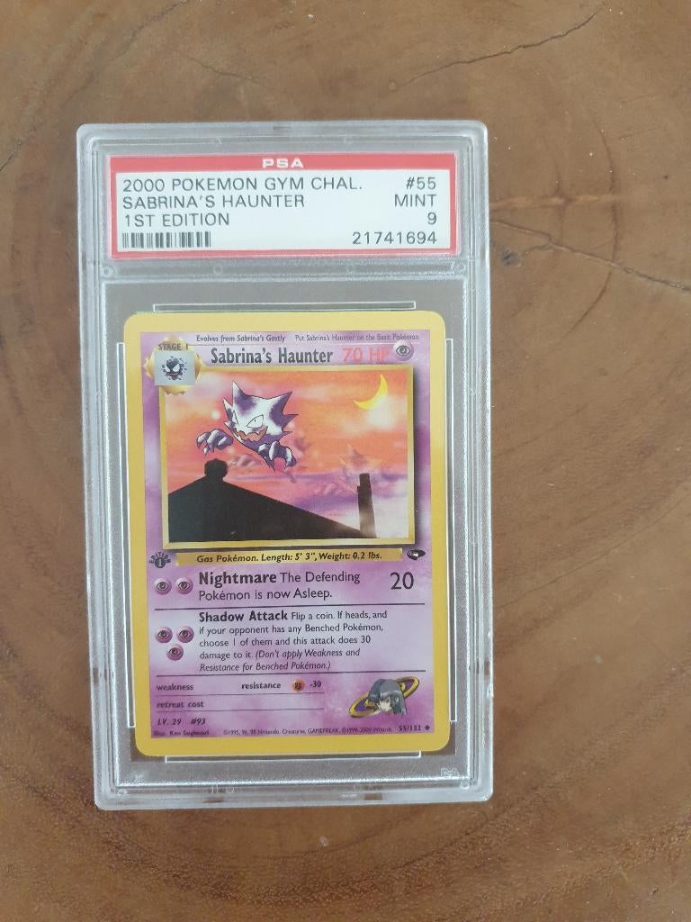 Sabrina´s Haunter 1st editie 55 Gym Challenge uit 2000 PSA 9, Ophalen of Verzenden, Nieuw, Losse kaart