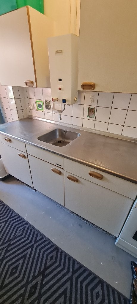 Keukenblok retro 172 breed, Huis en Inrichting, Ophalen, Gebruikt, Enkelwandige keuken, Crème