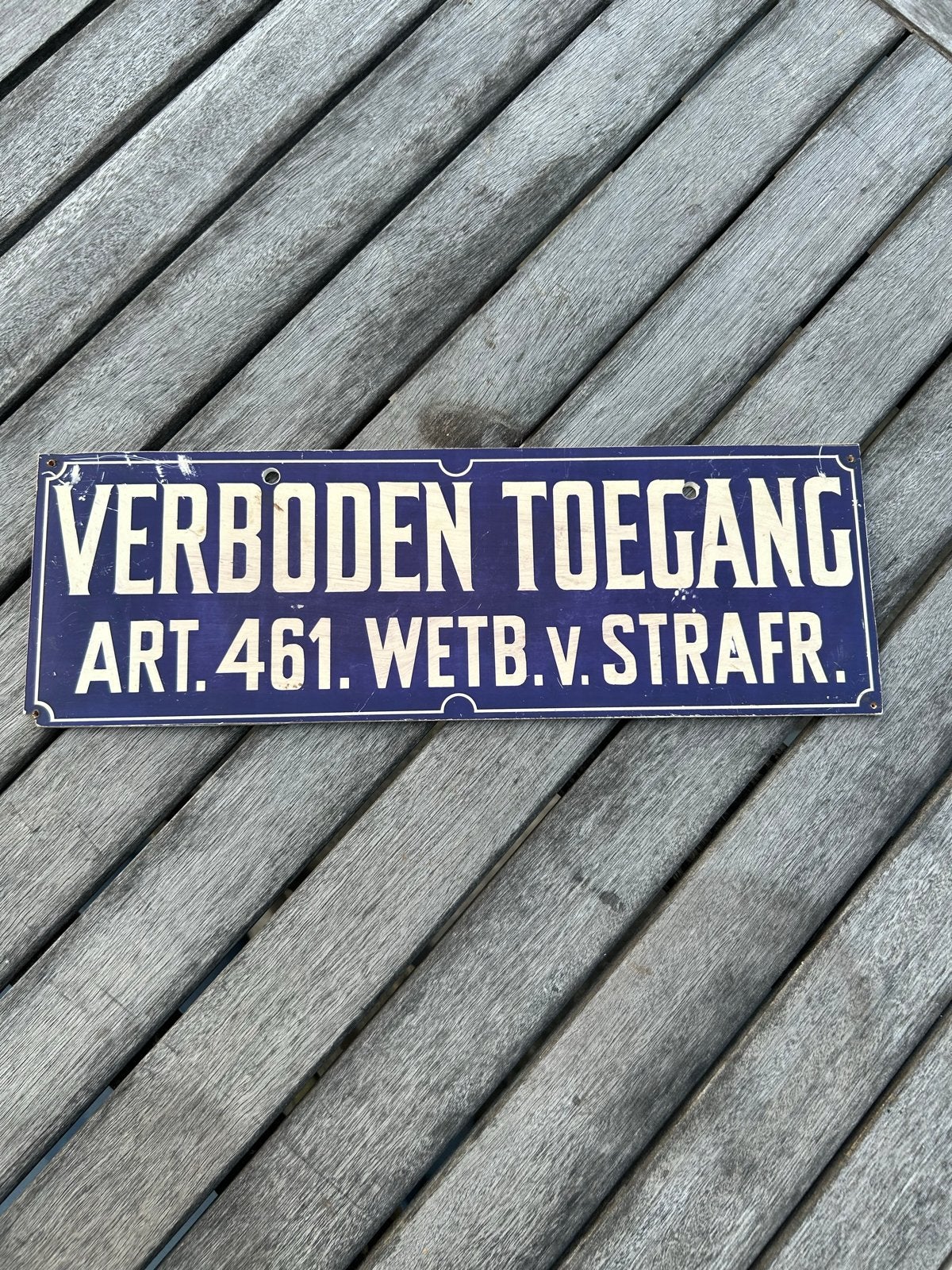 Oud Verboden toegang bordje van plastic, Verzamelen, Merken en Reclamevoorwerpen, Ophalen of Verzenden, Gebruikt