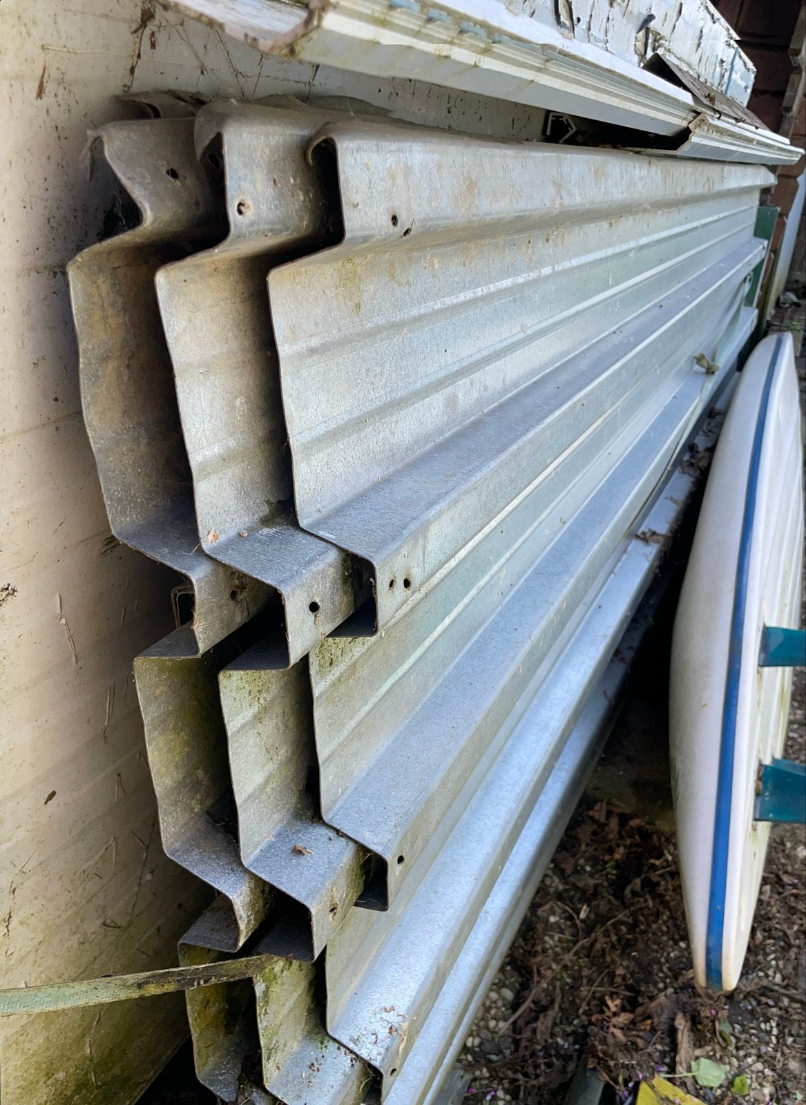 9x Trapezium 40/930 KD Dakplaten - Gebruikt, Gebruikt, 15 m² of meer, Metaal, Grijs