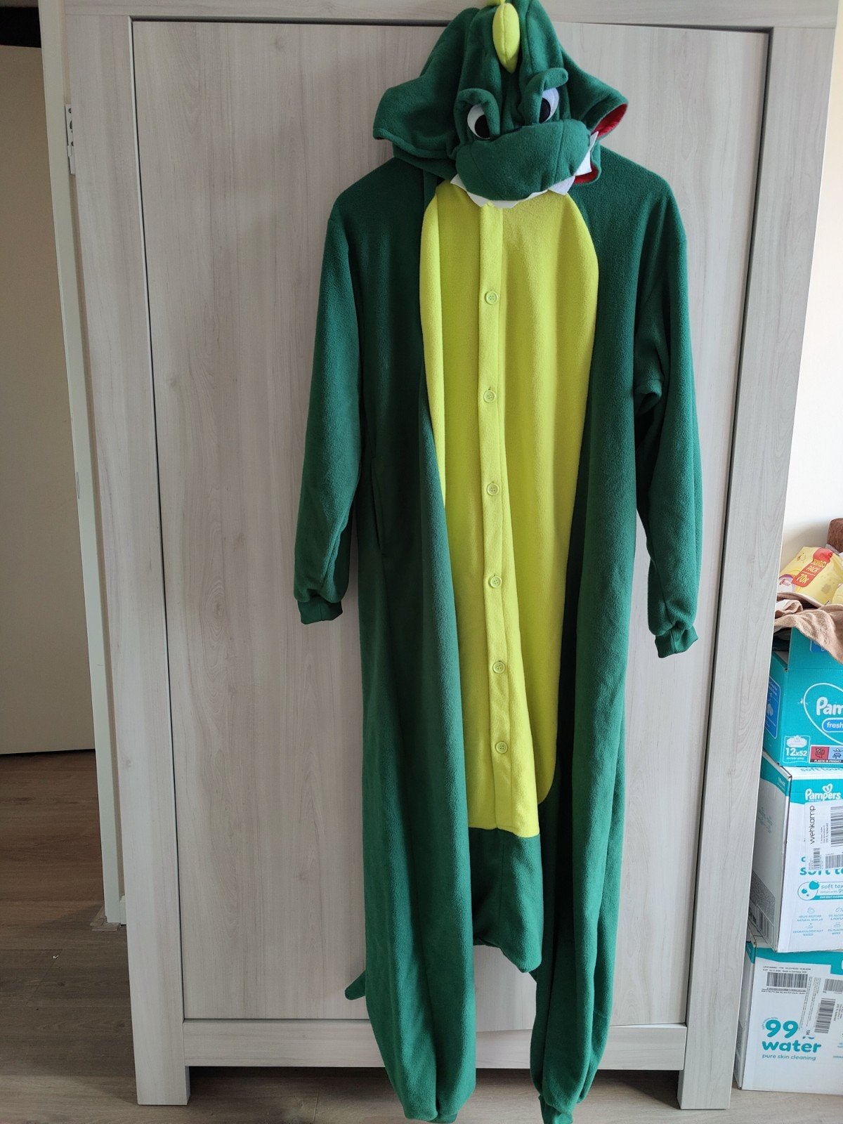 Groen Dinopak / Onesie - Maat XL, Carnaval, Maat 56/58 (XL), Ophalen of Verzenden, Kleding