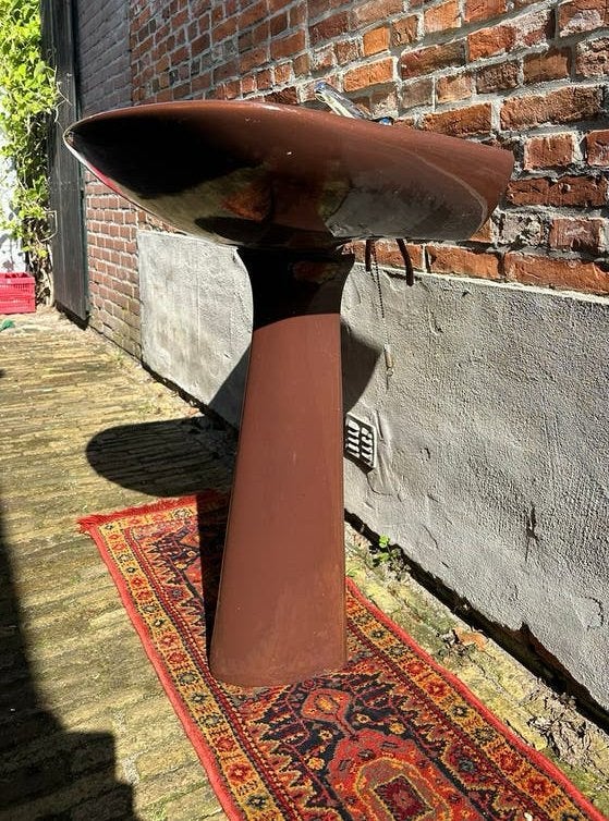 Unieke, tweekleurige retro wastafel - Chocobruin & Beige, Doe-het-zelf en Verbouw, Ophalen of Verzenden, Zo goed als nieuw, Wastafel