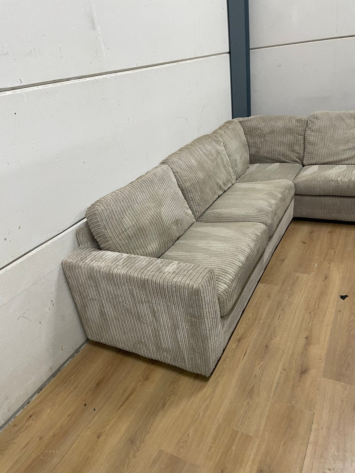 Mooie luxe beige creme ribstof hoekbank - GEREINIGD!!!, Ophalen, 250 tot 300 cm, Luxe, Hoekbank