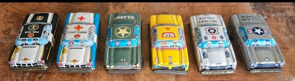 Set van 6 vintage blikken speelgoedauto's - Jaren '50/'60, Ophalen of Verzenden, Gebruikt