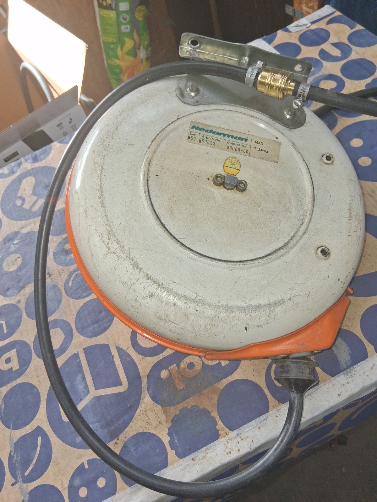 Nederman Slanghaspel - Automatisch oprolbaar - Max 15 bar, Doe-het-zelf en Verbouw, Ophalen of Verzenden, Gebruikt, 10 bar of meer