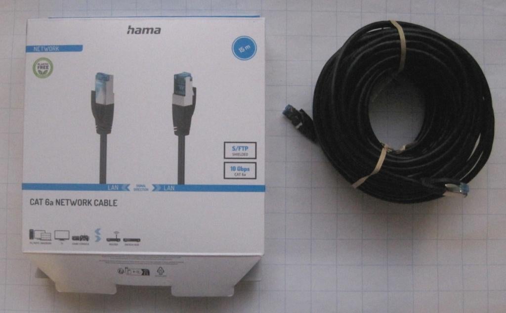 Hama CAT 6a Network Cable 15 m zwart, Ophalen of Verzenden, Nieuw, 10 meter of meer, Overige kabels