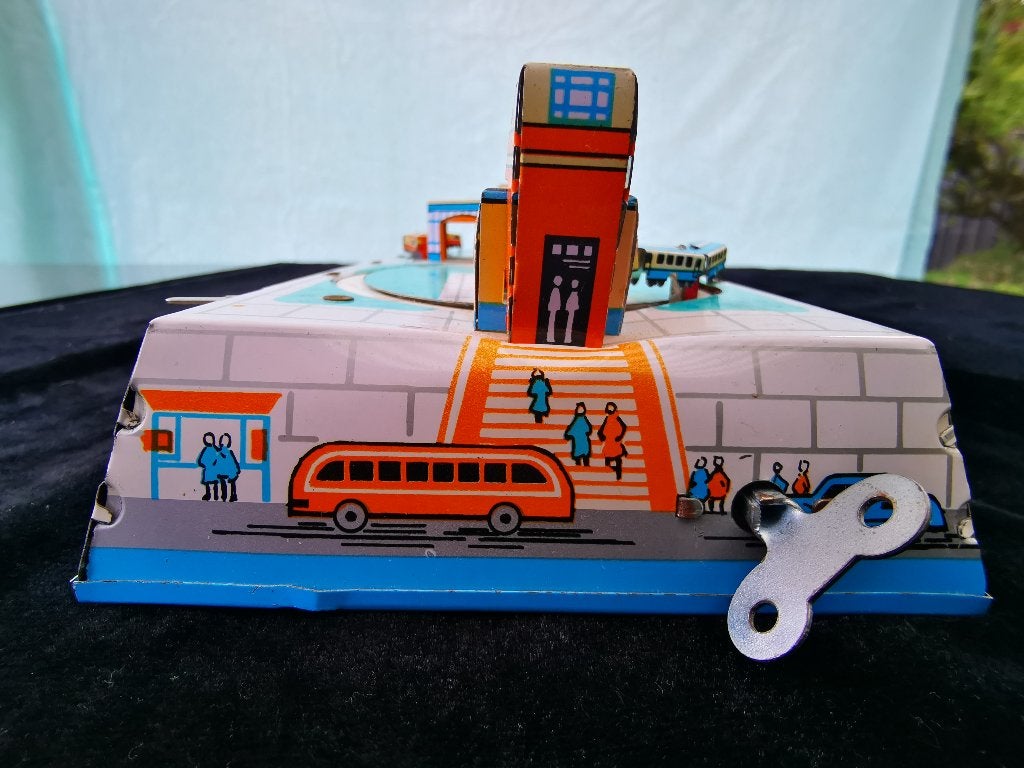 Vintage Blikken Opwindbaar speelgoed Treinbaan MS279 tin toy, Ophalen of Verzenden