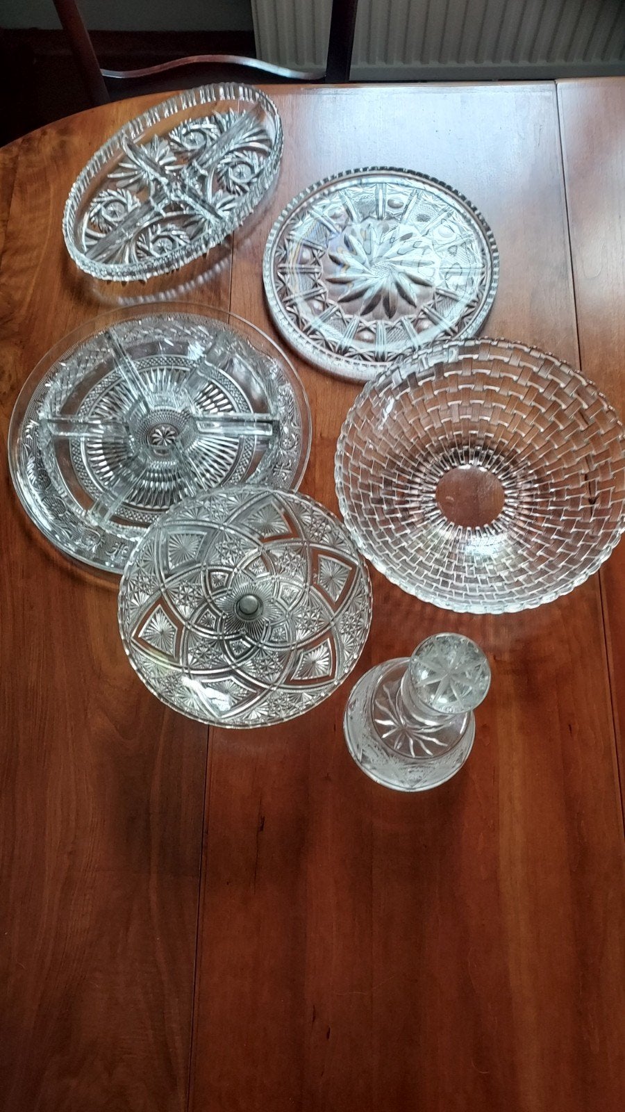 Glazen schalen en karaf set - 30 cm, Antiek en Kunst, Antiek | Schalen, Ophalen of Verzenden