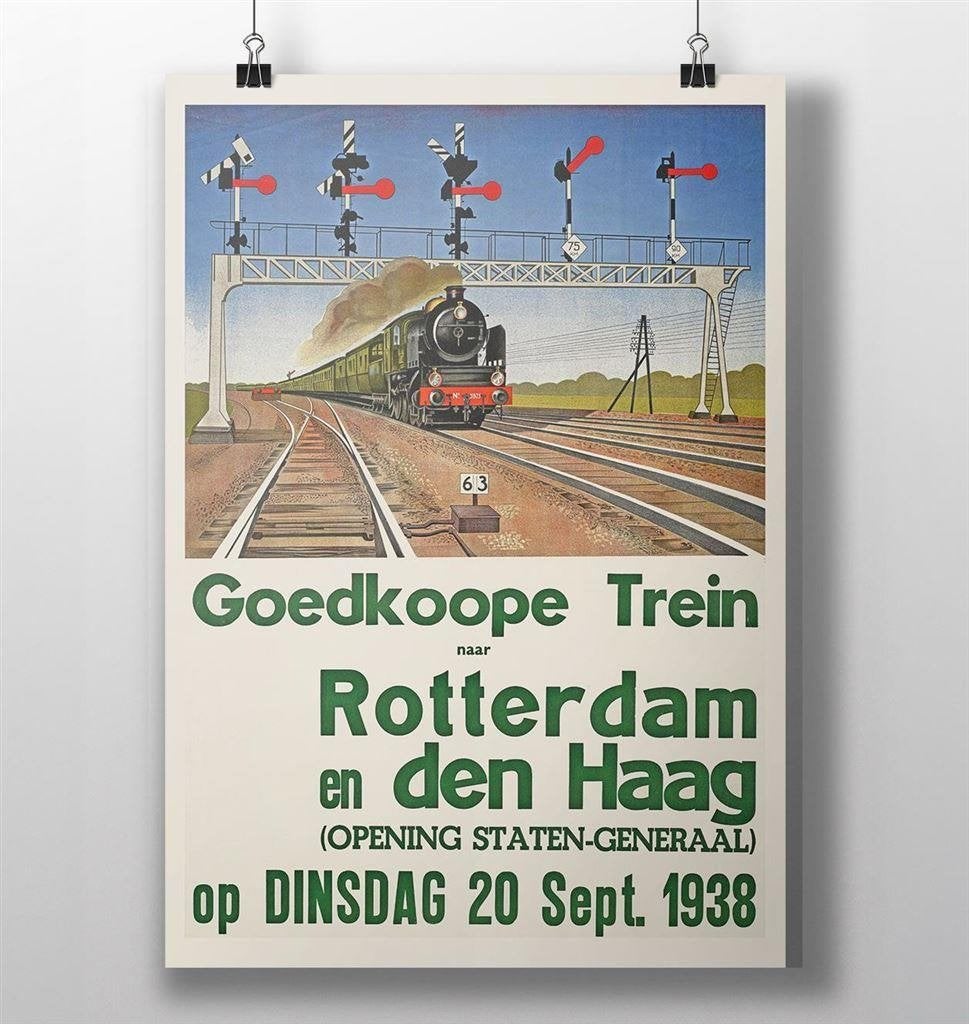 Rotterdam Den Haag Spoorwegen Trein NS Poster Affiche, Verzenden, Nieuw, Trein, Overige typen