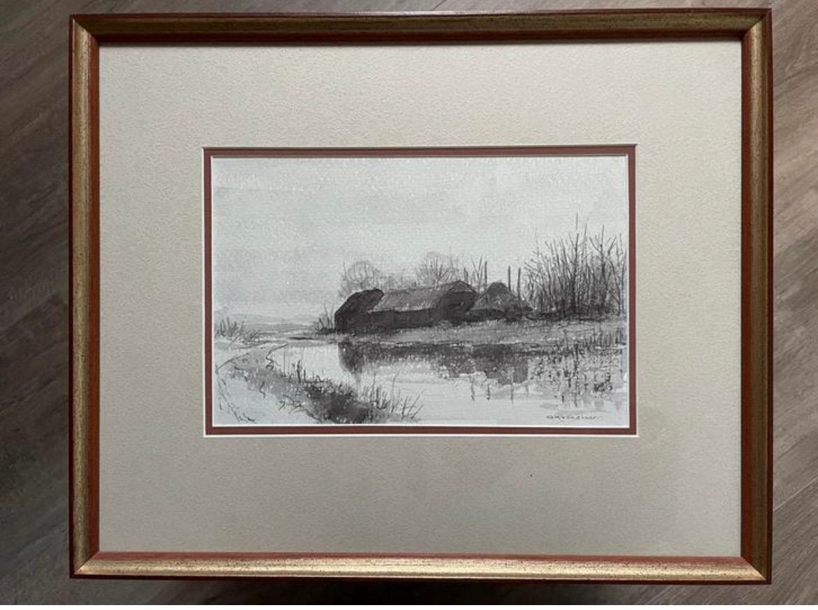 Schilderij A.K. Vogelaar. Aquarel., Ophalen
