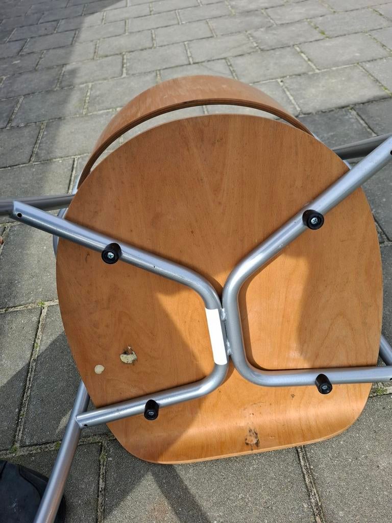 Kantinestoel hout/aluminium, Ophalen of Verzenden