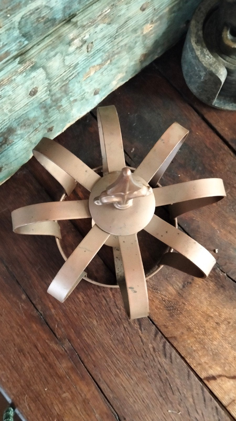 Brocante grote ijzeren kroon geschikt voor kaars, Ophalen of Verzenden