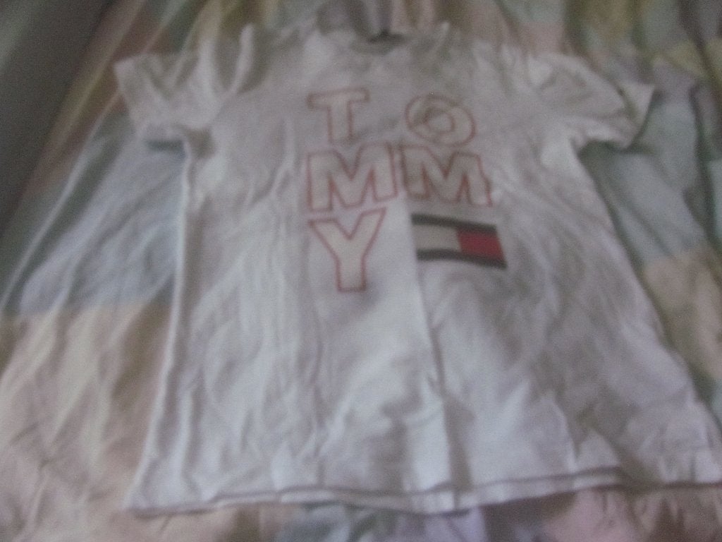 Wit/rood/blauw shirtje Tommy Hilfier bedrukt voor/achter 152, Kinderen en Baby's, Kinderkleding | Maat 152, Ophalen of Verzenden