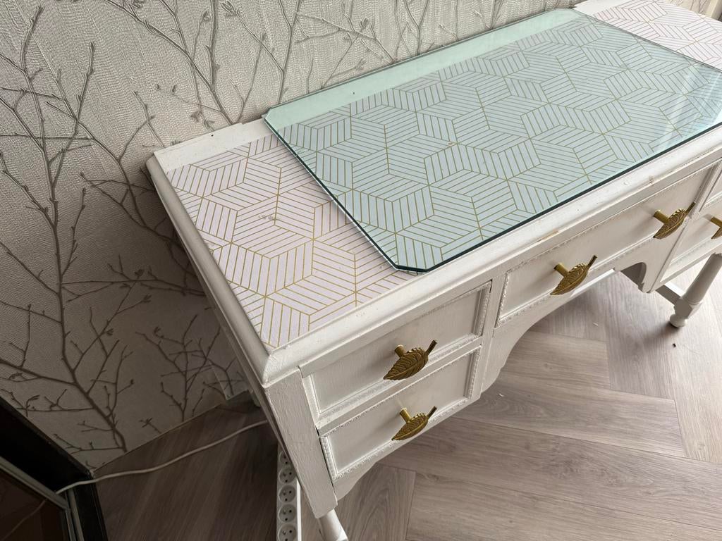 Vintage make-up vanity, Huis en Inrichting, Tafels | Kaptafels, Gebruikt, 100 tot 150 cm, Ophalen of Verzenden, Minder dan 100 cm