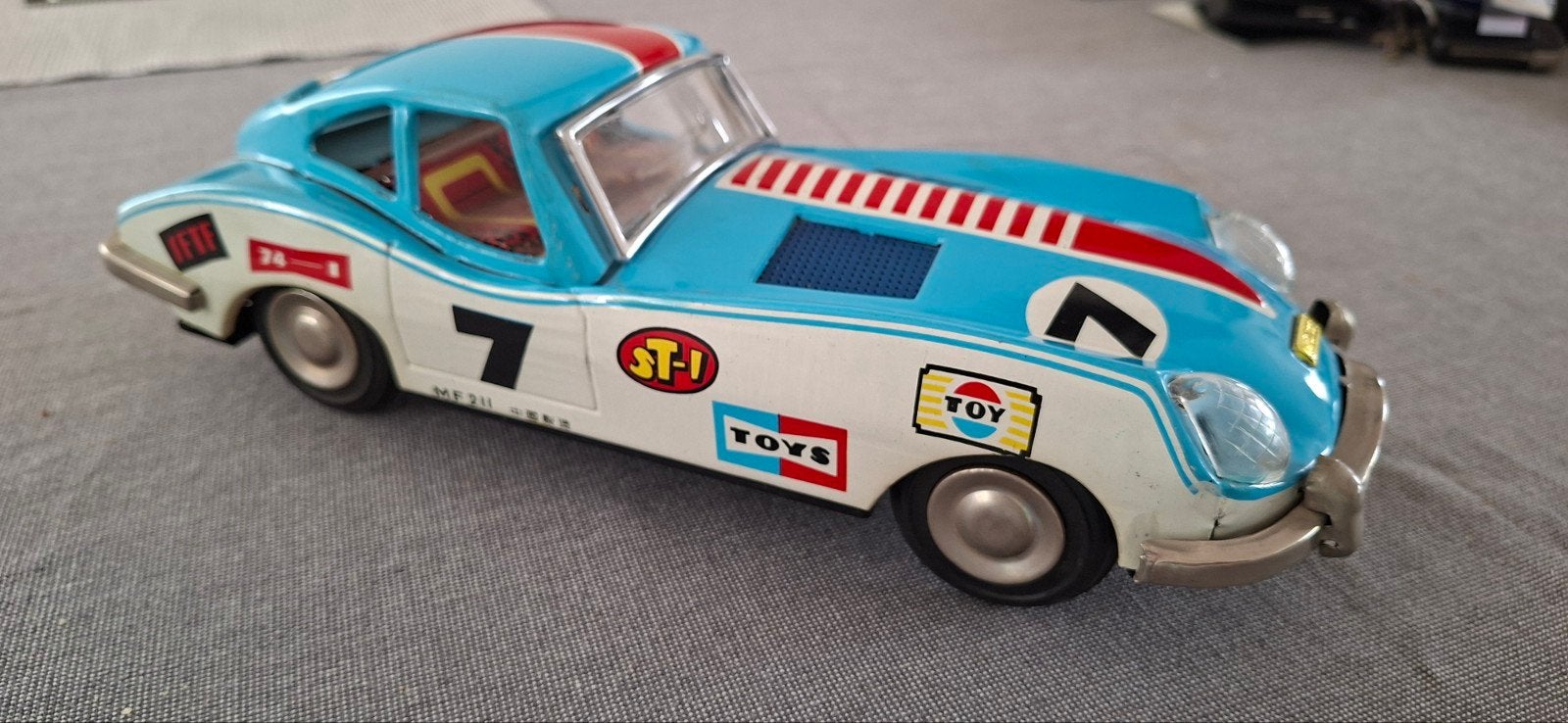 Vintage Blikken Race Auto Jaren '60 - Jaguar Stijl MF 211, Antiek en Kunst, Ophalen of Verzenden
