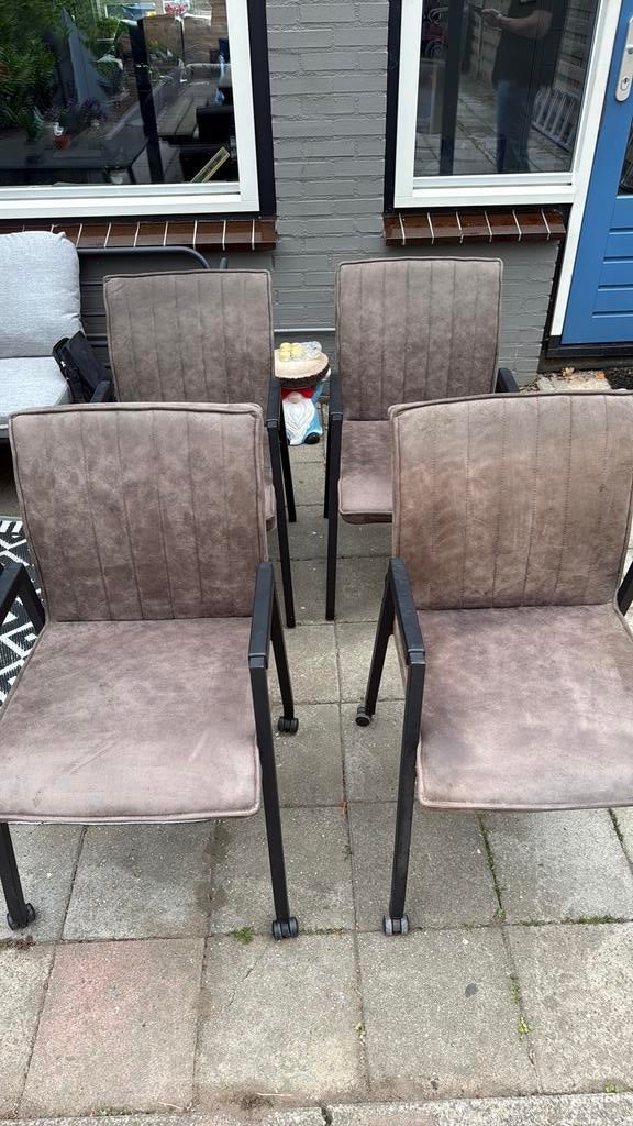 de Bommel eetkamer stoelen, Ophalen, Kunststof, Bruin, Zo goed als nieuw