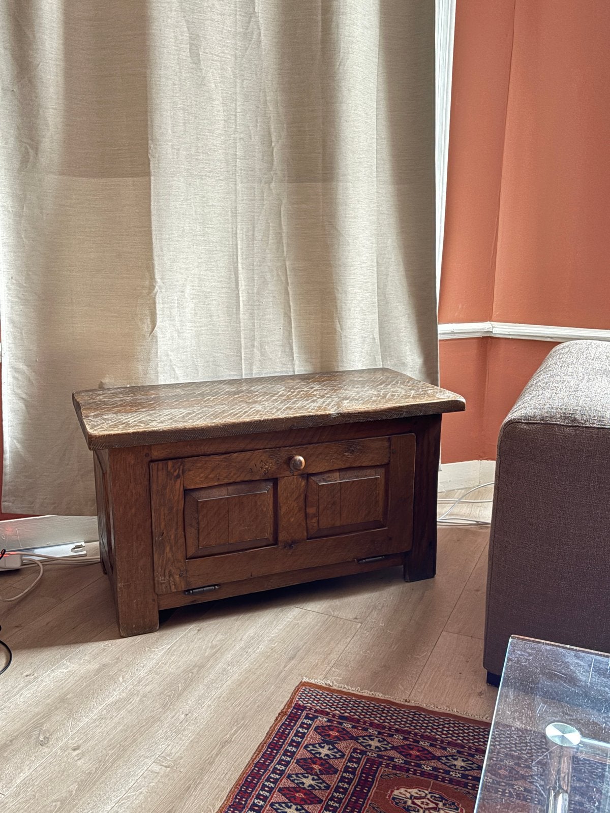 Robuust vintage houten kastje met deurtje - Donkerbruin, Ophalen