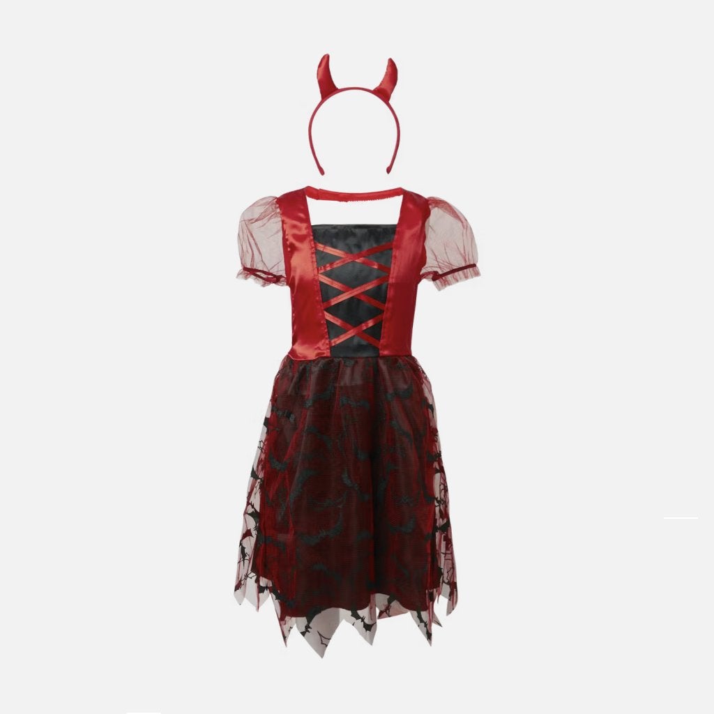 Nieuw ! Halloween Duivelin Jurk + Diadeem Maat 116 - 122, Ophalen of Verzenden, Nieuw, 110 t/m 116, Meisje