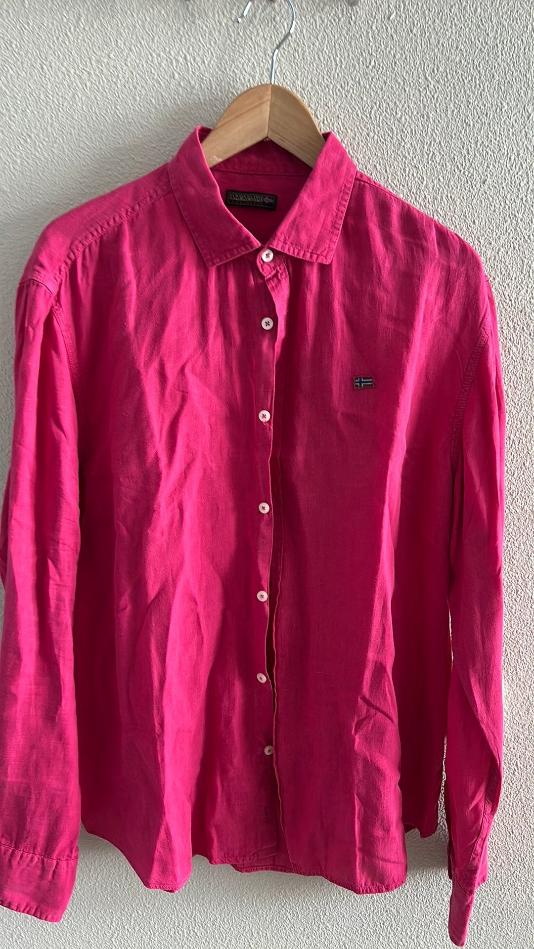 Maat XL Napapijri cyclaamroze overhemd katoen heren, Kleding | Heren, Overhemden, Ophalen of Verzenden, Zo goed als nieuw, Halswijdte 43/44 (XL)