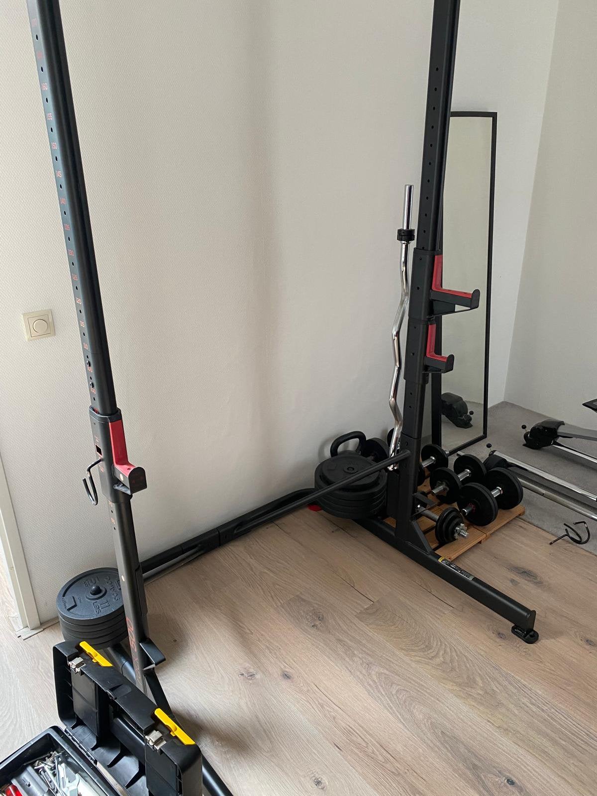 Domyos Rack 500 Krachttrainingsrek + Fitnessbankje + Halter, Ophalen, Zo goed als nieuw, Overige typen