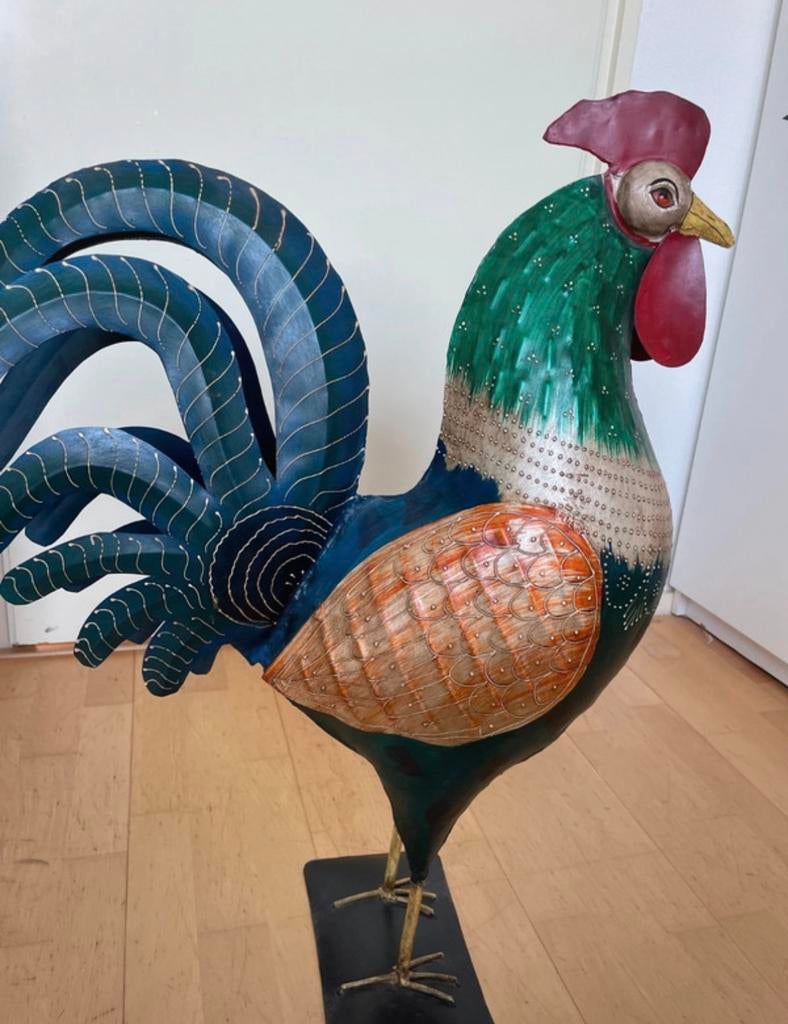 Decoratieve metalen HAAN, Tuin en Terras, Tuinbeelden, Ophalen, Zo goed als nieuw, Metaal