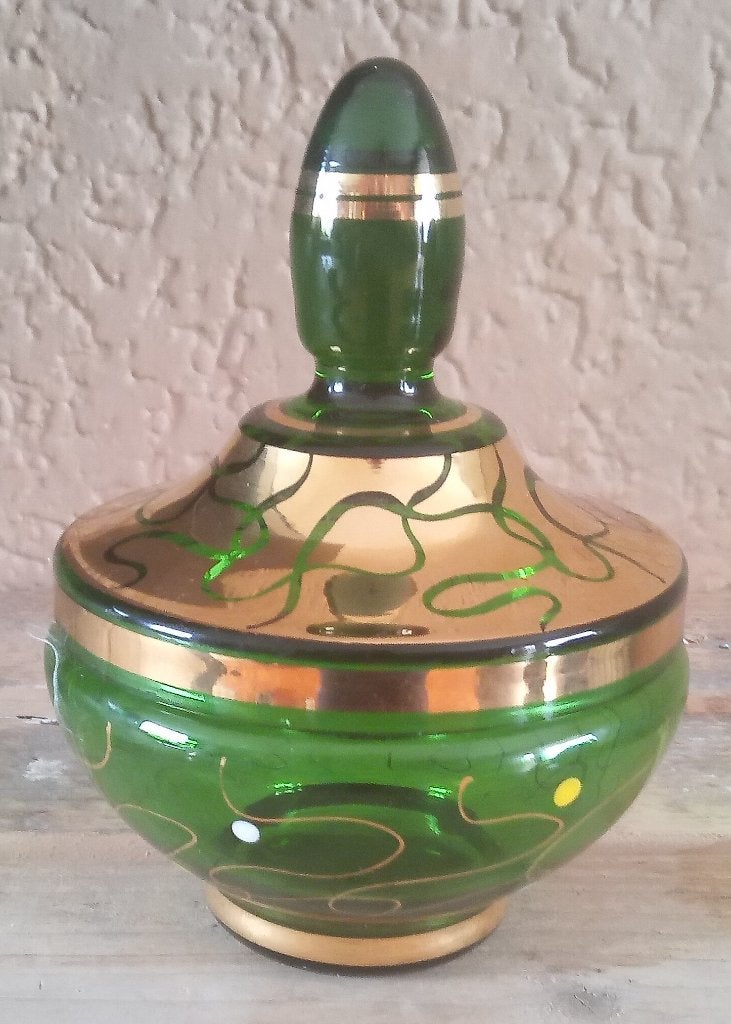 Schaaltje Goudkleurig Merk Bohemia, Overige kleuren, Ophalen of Verzenden, Minder dan 50 cm, Glas
