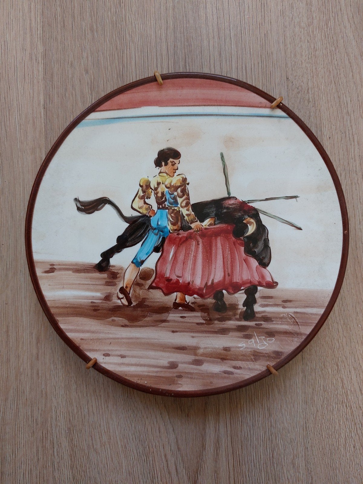 Handgemaakt aardewerk wandbord Spanje - 23 cm, Antiek en Kunst, Verzenden