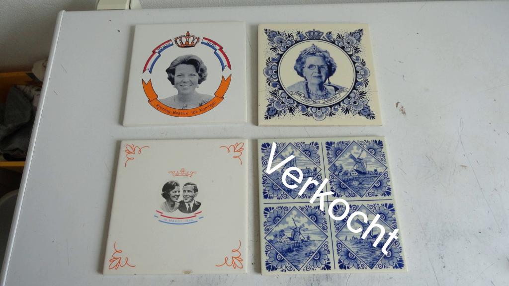 Tegeltjes herinnering Koningshuis, Ophalen of Verzenden, Gebruikt, Nederland, Kaart, Foto of Prent