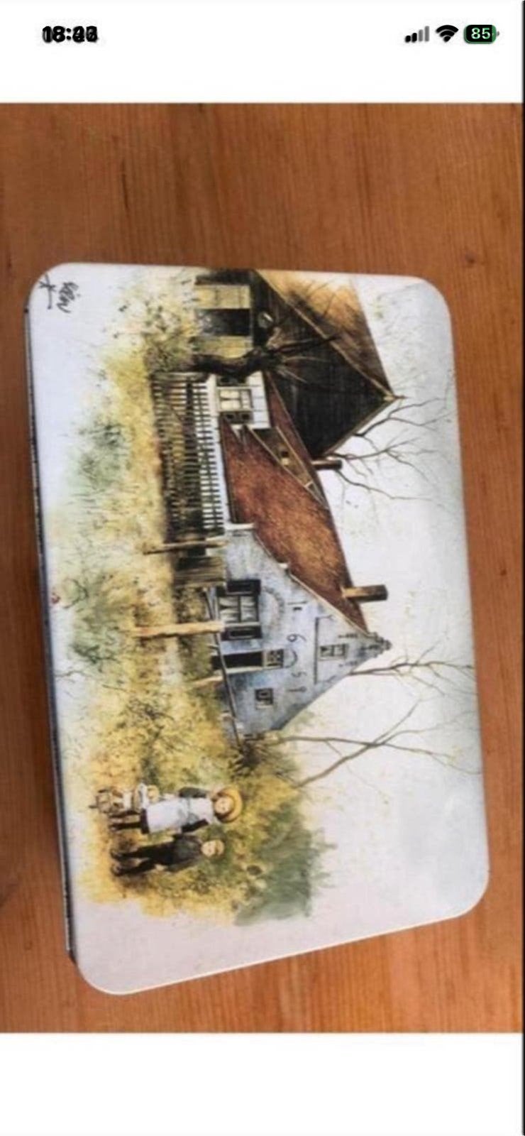 Vintage R. Poortvliet Koekblik - Het Blauwe Huis, Verzamelen, Ophalen of Verzenden, Gebruikt, Koek(jes)