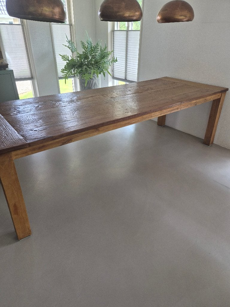 XL Teak houten eettafel, Ophalen, Gebruikt, Teakhout, 200 cm of meer
