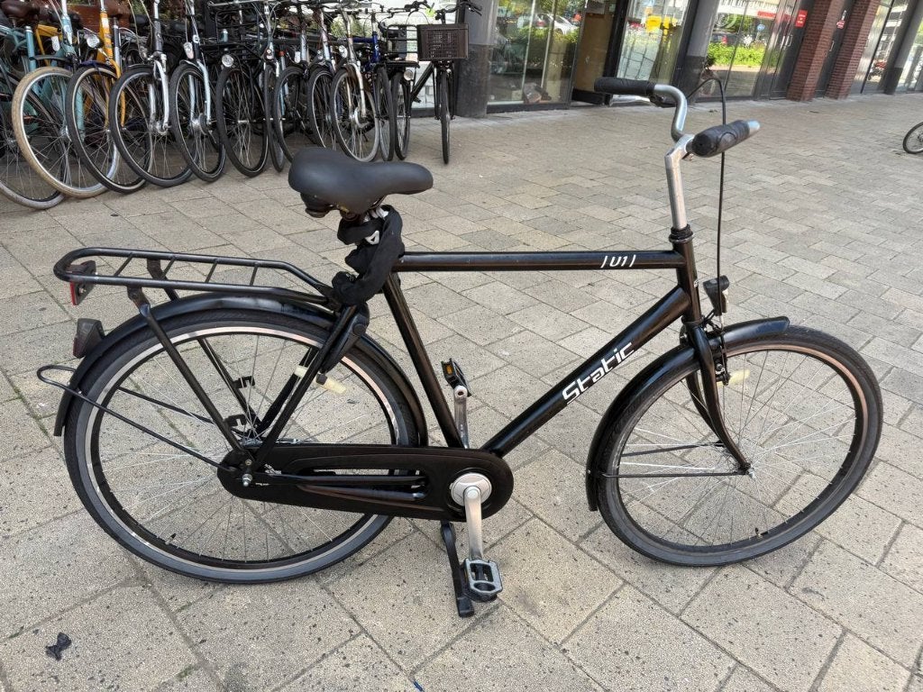 Zwarte Static stadsfiets - Gebruikt, Gebruikt, Velgrem, 53 tot 57 cm, Ophalen