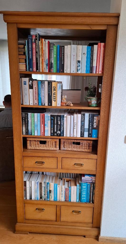 Eiken boekenkast (gepatineerd), Ophalen, 200 cm of meer, Eikenhout, 50 tot 100 cm