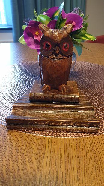 oude houten uil uilen pen/ potloden inktpotje ongeveer 15 cm, Ophalen, Overige onderwerpen, Minder dan 20 cm, Beeld