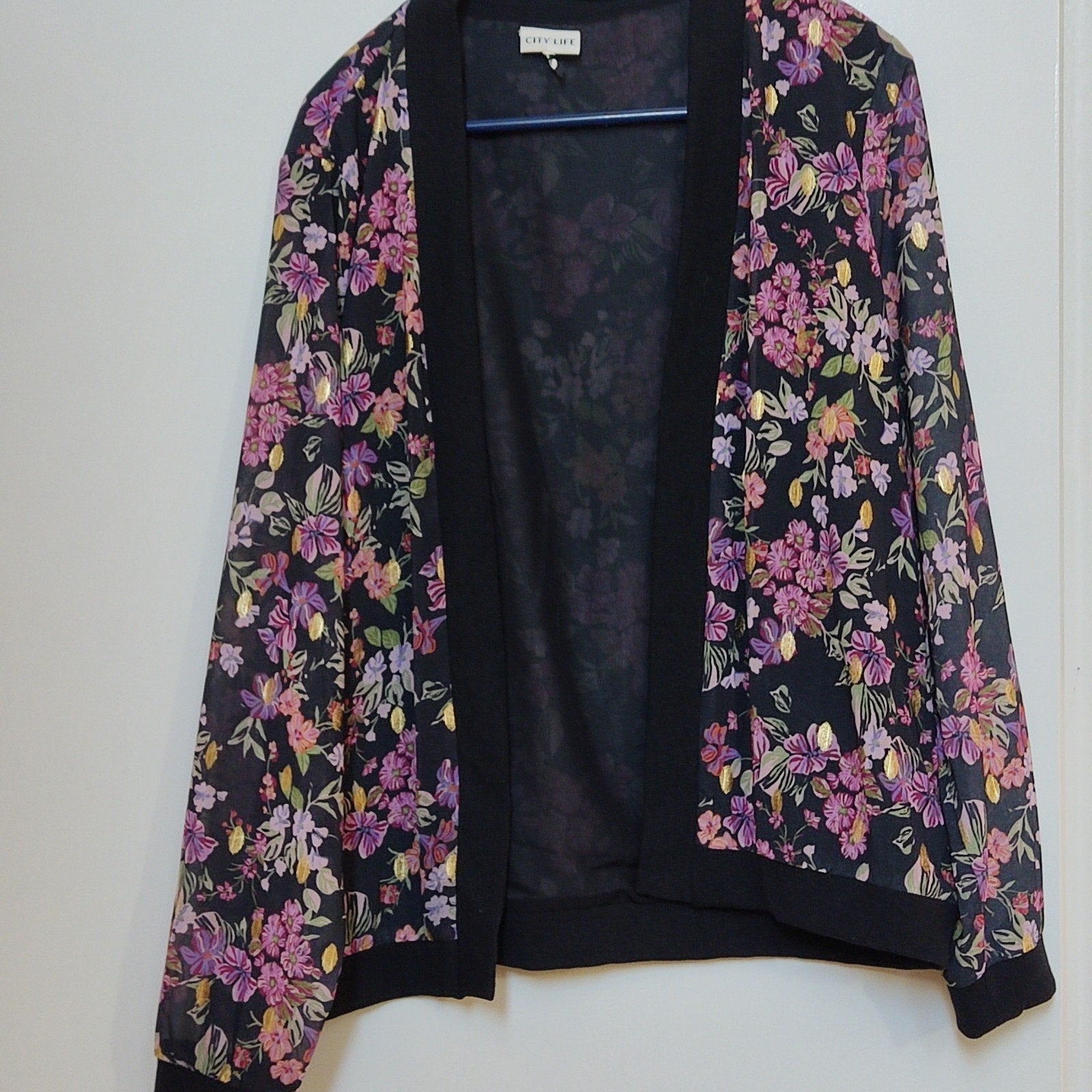 City Life Bomberjack met bloemenprint, Maat 38/40 (M), Zwart, Ophalen of Verzenden, Zo goed als nieuw
